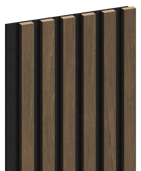 Mexen Lam-F, akustické stenové lamely 275 × 30 cm, plstený podklad 8 mm, technická dyha, orech kakaový, S105-275307-3015-018