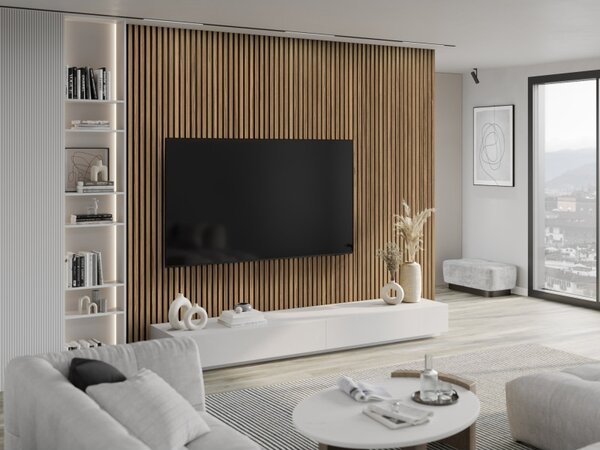 Mexen Lam-F, akustické stenové lamely 275 × 30 cm, plstený podklad 8 mm, technická dyha, orech svetlý, S105-275307-3015-017