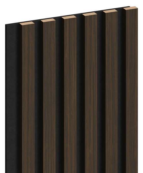 Mexen Lam-F, akustické stenové lamely 275 × 30 cm, plstený podklad 8 mm, technická dyha, orech pálený, S105-275307-3015-024