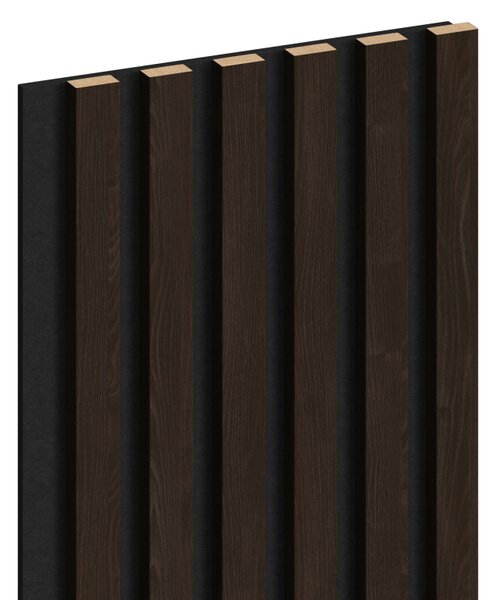 Mexen Lam-F, akustické stenové lamely 275 × 30 cm, plstený podklad 8 mm, technická dyha, eben hnedý, S105-275307-3015-022