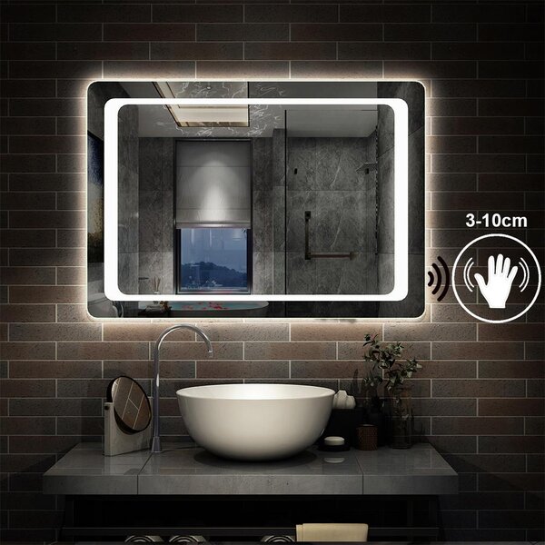 D‘Eluxe Kúpeľňové podsvietené LED zrkadlo 90x65cm SENSOR SS11R
