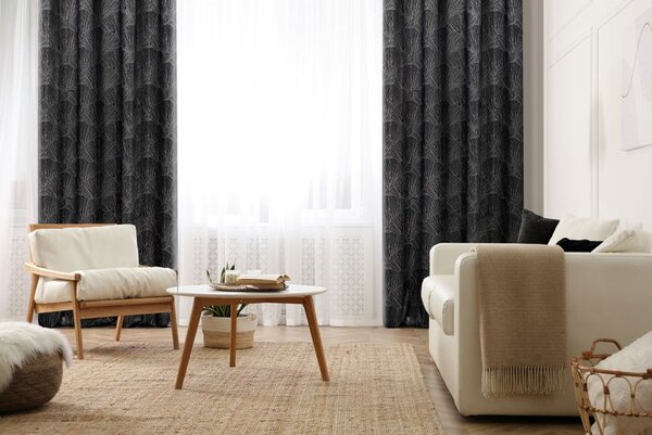 Dekorstudio Hotový záves Pierre Cardin z lesklou potlačou - čierny