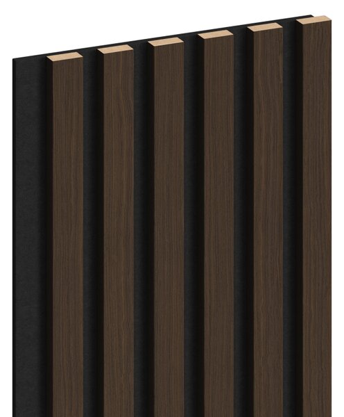 Mexen Lam-F, akustické stenové lamely 275 × 30 cm, plstený podklad 8 mm, technická dyha, orech palisandrový, S105-275307-3015-021