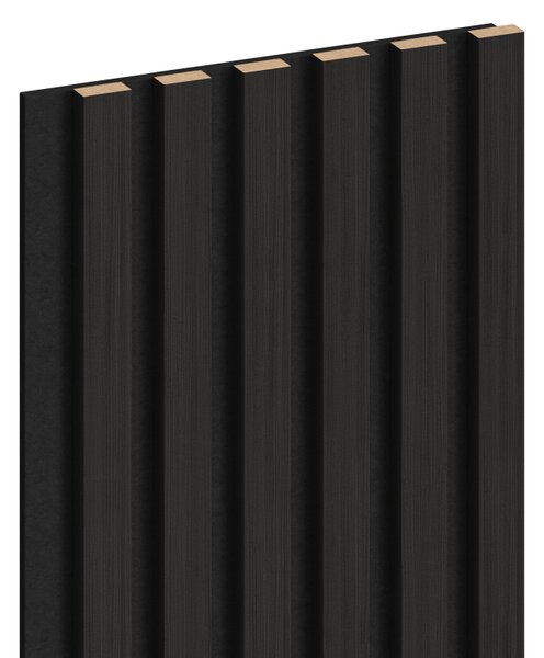 Mexen Lam-F, akustické stenové lamely 275 × 30 cm, plstený podklad 8 mm, technická dyha, eben čierny, S105-275307-3015-023