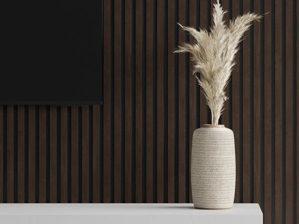 Mexen Lam-F, akustické stenové lamely 275 × 30 cm, plstený podklad 8 mm, technická dyha, eben hnedý, S105-275307-3015-022