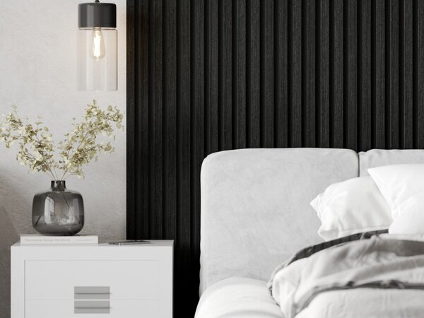 Mexen Lam-F, akustické stenové lamely 275 × 30 cm, plstený podklad 8 mm, technická dyha, dub čierny striebristý, S105-275307-3015-025