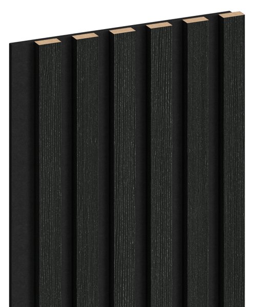 Mexen Lam-F, akustické stenové lamely 275 × 30 cm, plstený podklad 8 mm, technická dyha, dub čierny striebristý, S105-275307-3015-025