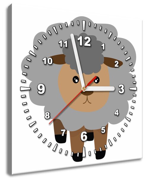 Obraz s hodinami Sivá ovečka Rozmery: 30 x 30 cm