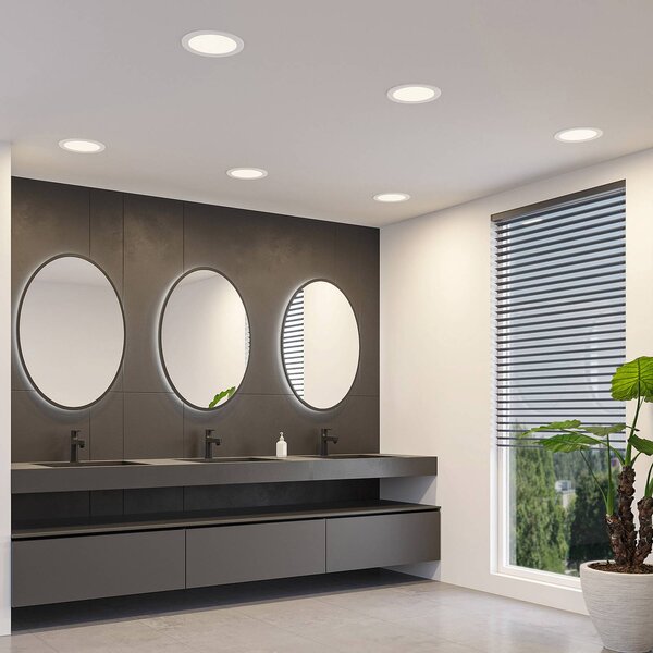 Prios LED vstavané svietidlo Cadance, biele, 22 cm, sada 3 ks,, Biela / opálová, Kúpeľňa, Hliník, Moderný, Zapustené stropné svietidlo