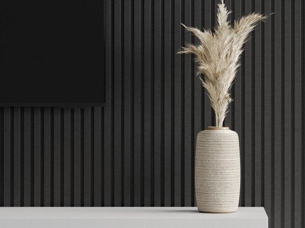 Mexen Lam-F, akustické stenové lamely 275 × 31,5 cm, filc 6 mm, ľan čierny, S105-275317-2812-069