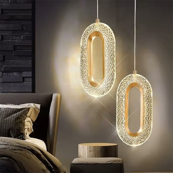 Toolight Toolight, LED krištáľový závesný luster, 7W, 500lm, G113-1CP, zlatá, OSW-09708