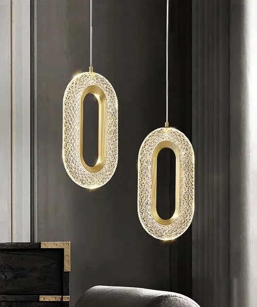 Toolight Toolight, LED krištáľový závesný luster, 7W, 500lm, G113-1CP, zlatá, OSW-09708