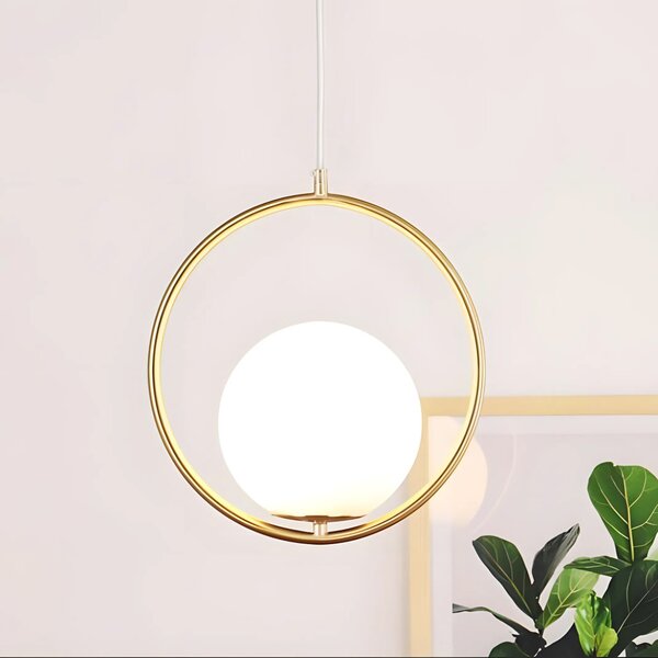 Toolight Toolight, stropná lampa visiaca sklenená guľa z bieleho zlata G109-1W Gold, OSW-09734