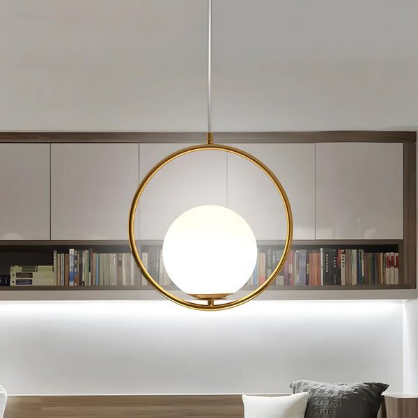 Toolight Toolight, stropná lampa visiaca sklenená guľa z bieleho zlata G109-1W Gold, OSW-09734