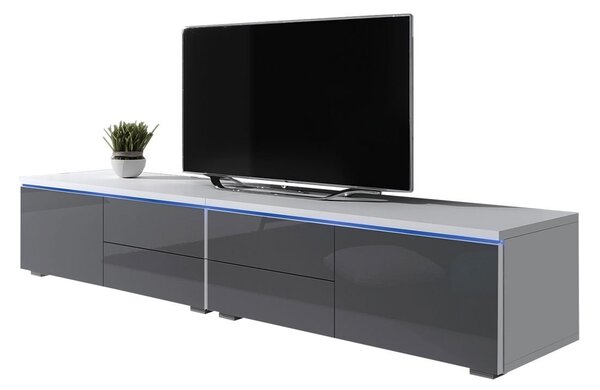 Mirjan24 TV stolík Cleo XI Double, Farby: biela / šedý lesk 5902928370546
