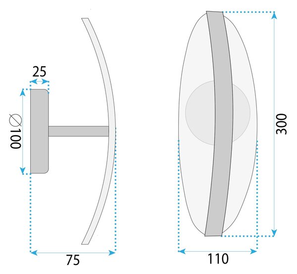 Toolight Toolight, LED nástenné svietidlo 8W, 4000K, 1000lm, G130-W, zlatá, OSW-02604