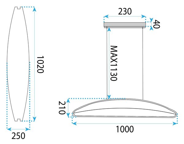 Toolight Toolight, stropné svietidlo 100cm, 50W, 4000K, 3500lm, G124-CP, zlatá, OSW-02616