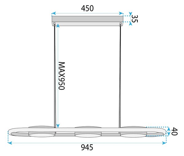 Toolight Toolight, stropné svietidlo 95cm, 200W, 5000lm, G135-CP, zlatá, OSW-02611
