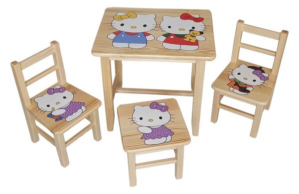 Detský Stôl so stoličkami Kitty (stôl + 3 stoličky)