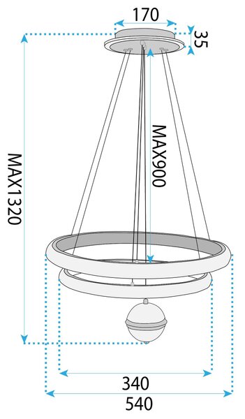 Toolight Toolight, stropné svietidlo 50cm, 160W, 4000K, 5000lm, G143-CP, zlatá, OSW-02613