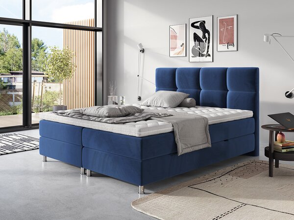 Moderná box spring posteľ Angela 180x200, modrá