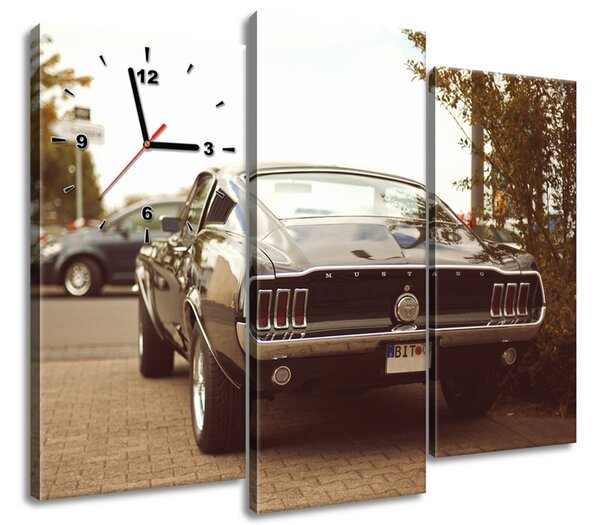 Obraz s hodinami Ford Mustang, 55laney69 - 3 dielny Rozmery: 90 x 70 cm