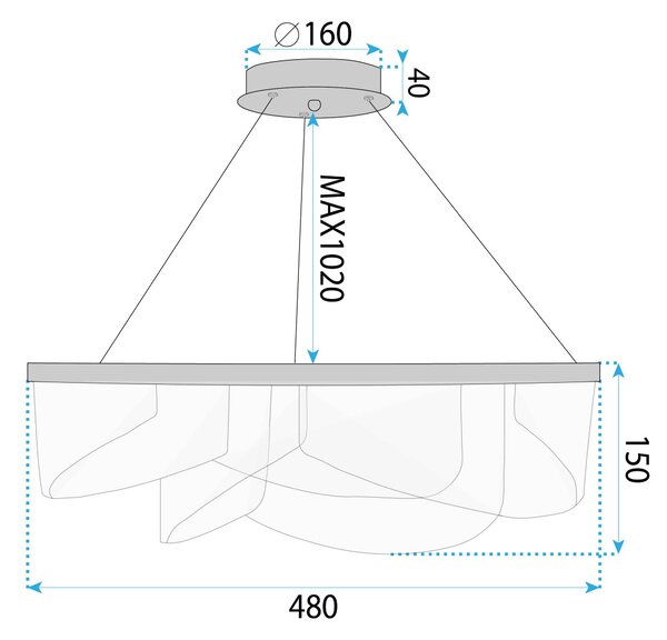 Toolight Toolight, stropné svietidlo 50cm, 57W, 4000K, 4000lm, LED G138-CP, zlatá, OSW-02622
