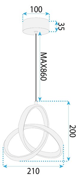 Toolight Toolight, LED závesné osvetlenie 13W, 500lm, 4000K, APP1783-CP, biela, OSW-08969