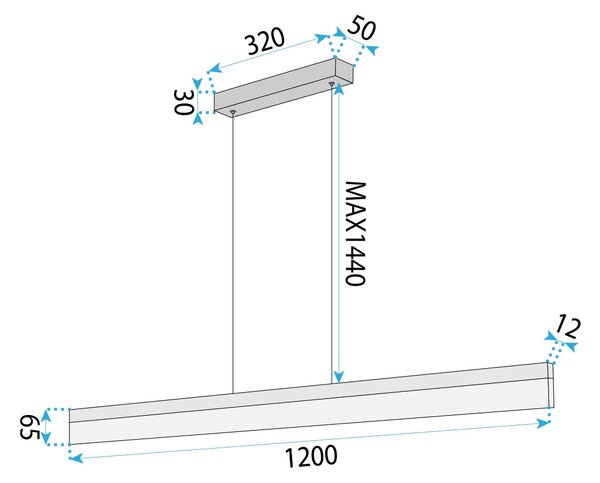 Toolight Toolight, LED stropné svietidlo 120cm, APP1694-CP, zlatá matná, OSW-07891