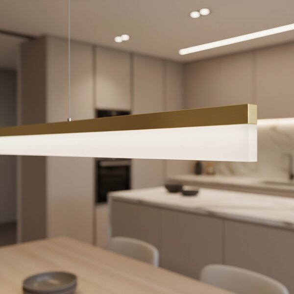Toolight Toolight, LED stropné svietidlo 200cm, 48W, 4000K, APP1697-CP, zlatá matná, OSW-07893