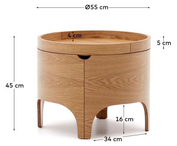 Nočný stolík v dekore jaseňa v prírodnej farbe Octavia – Kave Home