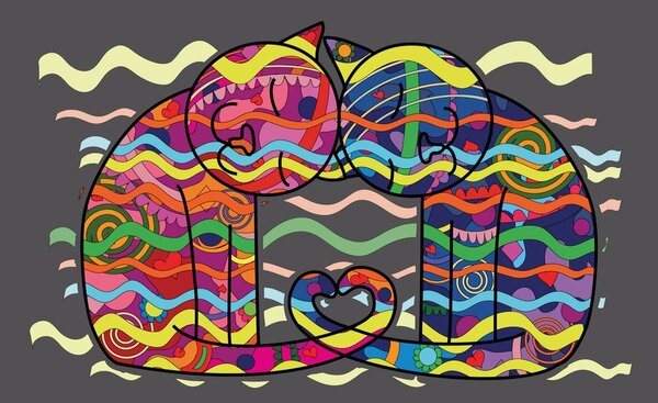 Tapeta zamilované mačky v pop art štýle