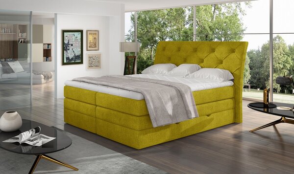 Kvalitná box spring posteľ Marek 180x200, žltá
