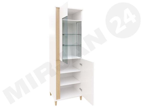 Mirjan24 Vitrína Anrok 50/200 L AR08, Farby: biela / biely lesk + čierny lesk 5902928365788