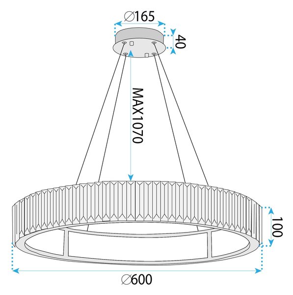 Toolight Toolight, LED stropné svietidlo 60cm + diaľkové ovládanie APP1748-CP, zlatá-priehľadná, OSW-07894