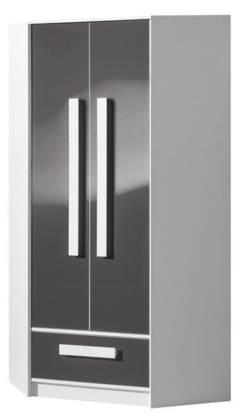 Mirjan24 Rohová skriňa Raliv RL02, Farby: biela / tyrkysový lesk, úchtky : biela 5902928234459