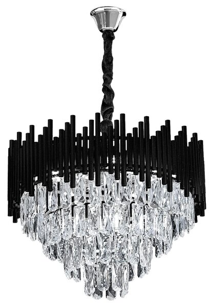 Toolight Toolight, krištáľové závesné svietidlo 50cm, 7xE14, G063-CP, čierna, OSW-08690