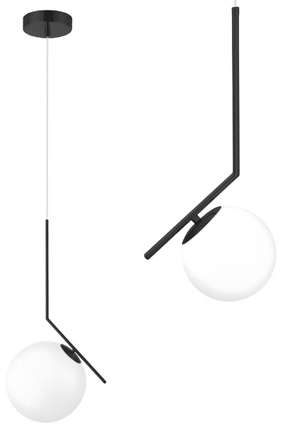 Toolight Toolight, stropná lampa sklenená guľa G107-1W, čierna-biela, OSW-09732