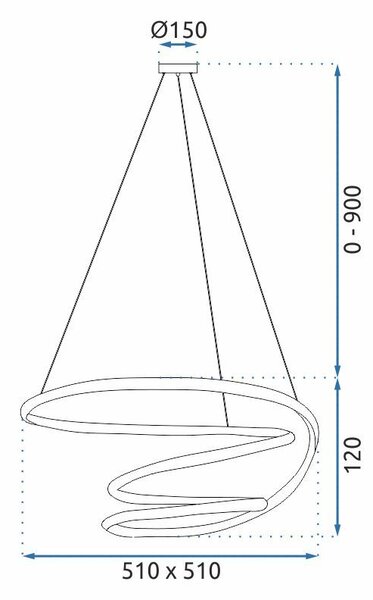 Toolight Toolight, LED stropné svietidlo 51cm, 72W, 4000K, G080-1CP, zlatá matná, OSW-09739