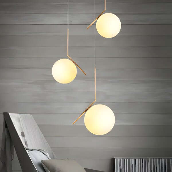Toolight Toolight, stropná lampa sklenená guľa z bieleho zlata 1xE27, G106-1W, zlatá-biela, OSW-09731