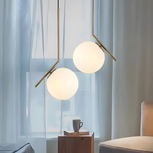 Toolight Toolight, stropná lampa sklenená guľa z bieleho zlata 1xE27, G106-1W, zlatá-biela, OSW-09731