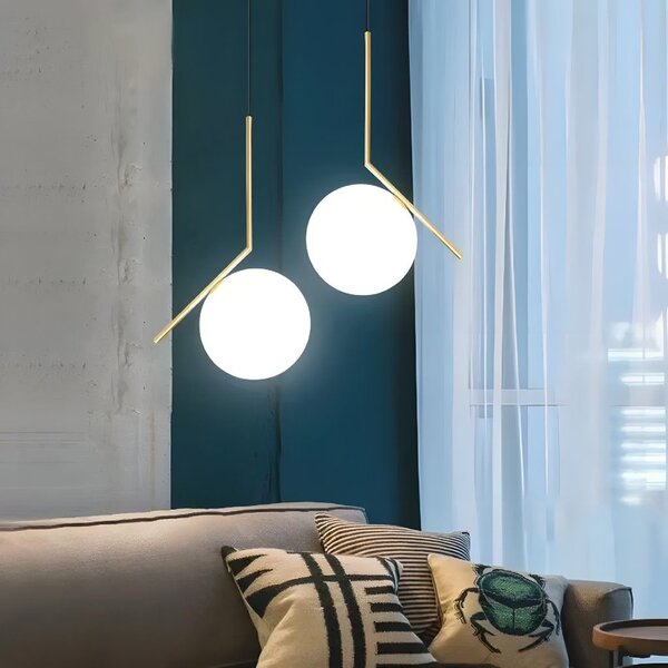 Toolight Toolight, stropná lampa sklenená guľa z bieleho zlata 1xE27, G106-1W, zlatá-biela, OSW-09731
