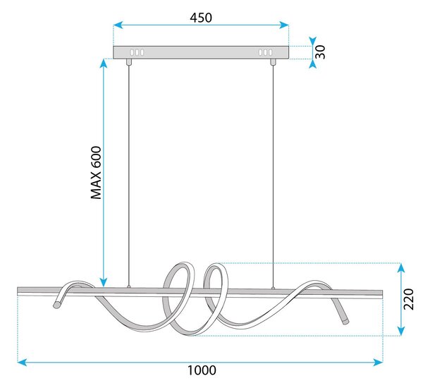 Toolight Toolight, LED závesné svietidlo 100cm, 70W, 4500lm, G065-CP, zlatá, OSW-08698