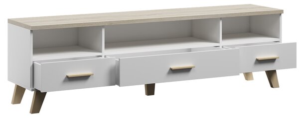 MEBLINE Komoda RTV LOTAR 180 briliantovo biela / dub sonoma