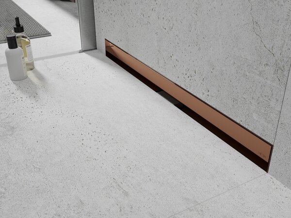 Mexen Flat Wall, sprchový žľab na stenu 2v1, 50 cm, ružové zlato, 1630050