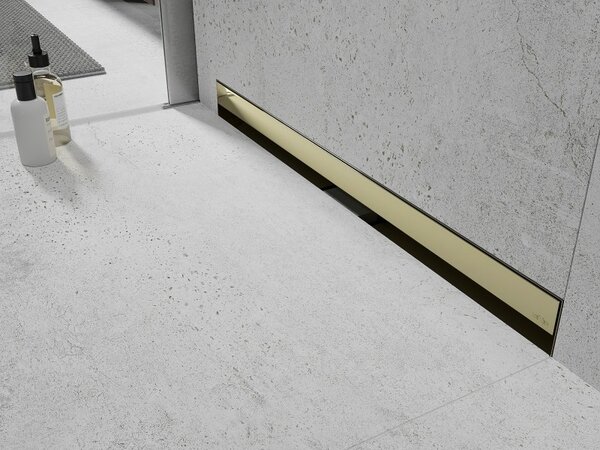 Mexen Flat Wall, sprchový žľab na stenu 2v1, 50 cm, zlatá lesklá, 1530050