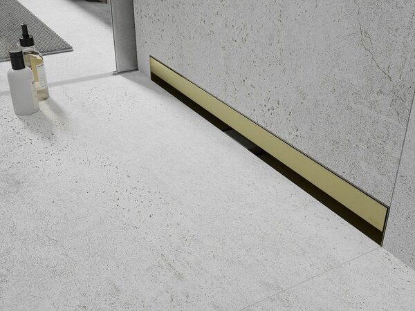 Mexen Flat Wall, sprchový žľab na stenu 2v1, 50 cm, zlatá matná, 1A30050