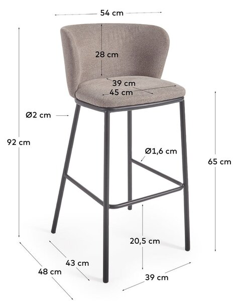 Svetlohnedá barová stolička (výška sedadla 65 cm) Ciselia – Kave Home
