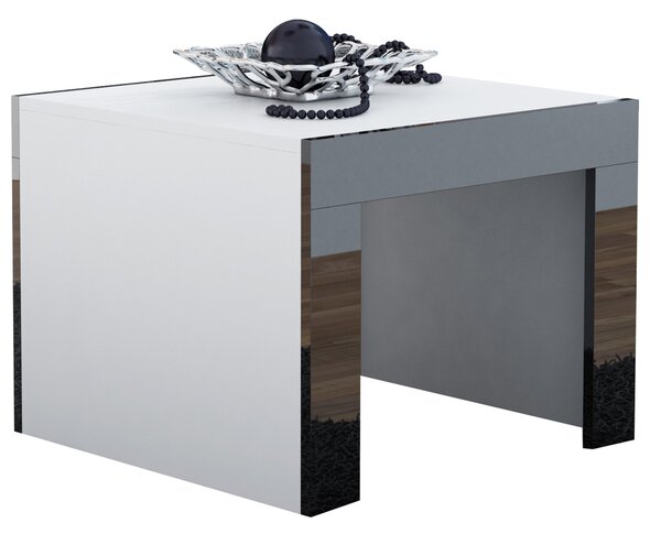 MEBLINE Konferenčný stolík TESS 60 biely / čierny lesk