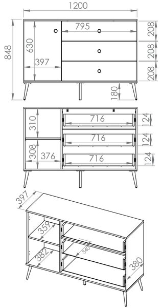 MEBLINE Komoda SOLER 04 tmavomodrá